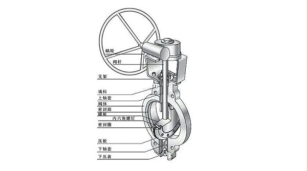 法兰涡轮中线蝶阀内部结构图