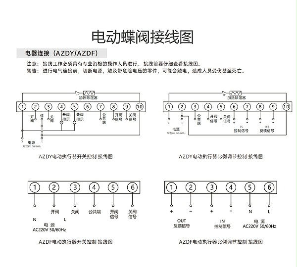 电动蝶阀的接线图